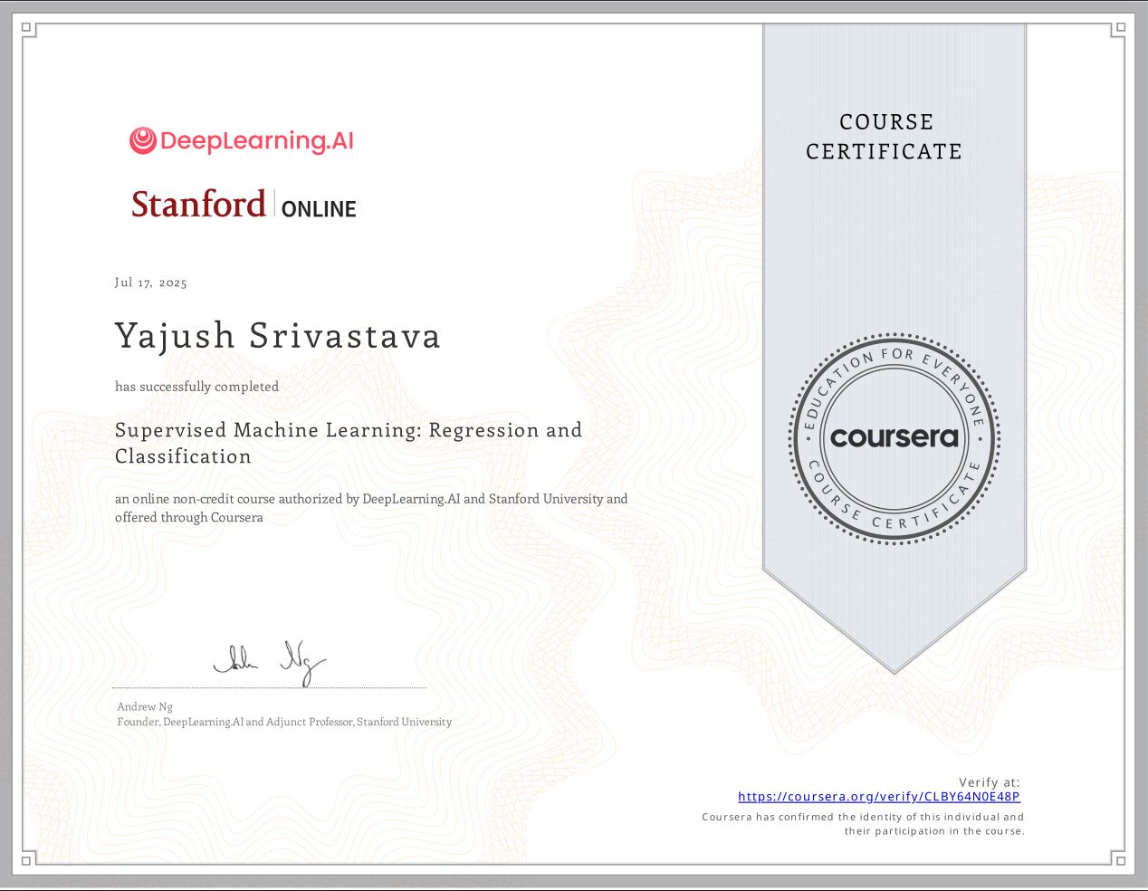 Supervised Machine Learning: Regression and Classification